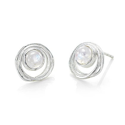 Moonstone Melody Silver Stud Earrings