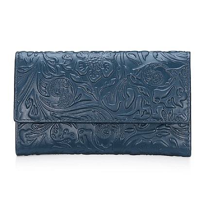 Blooms in Blue Leather Purse