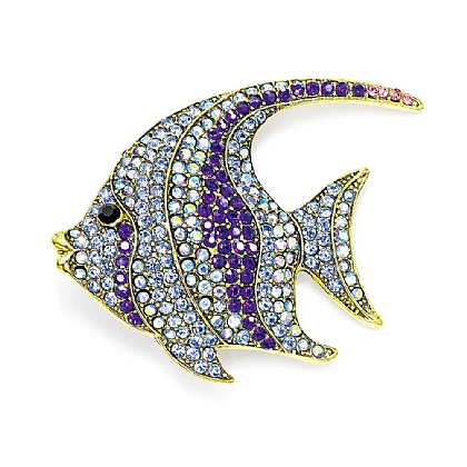 Blue Beyond Crystal Fish Brooch