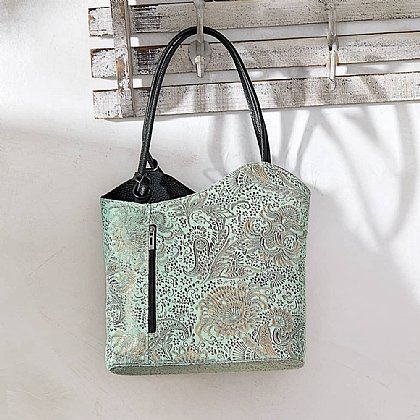 Filigree Finesse Mint Suede Bag