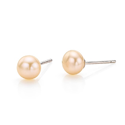 Perfectly Peach Pearl Stud Earrings