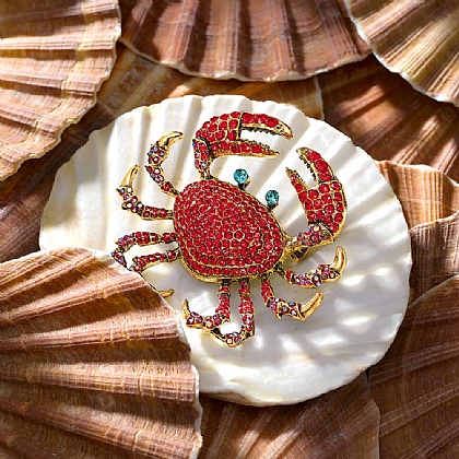 Charismatic Crustacean Crystal Brooch
