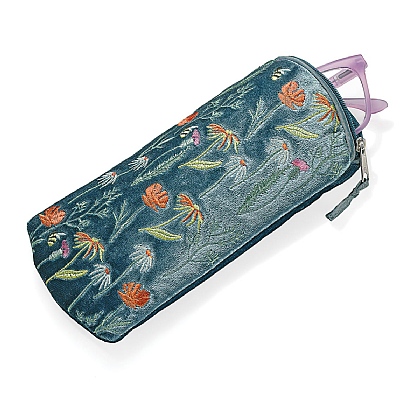 Finely Floral Velvet Glasses Case