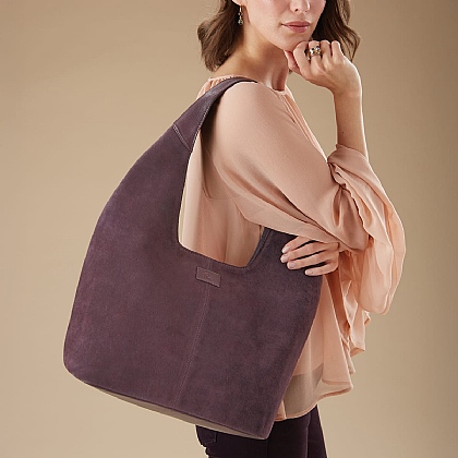 Purple Perspective Suede Shoulder Bag