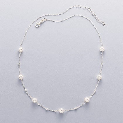 Punctuated in Pearl Silver Necklace