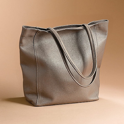 Practically Perfect Grey Leather Tote
