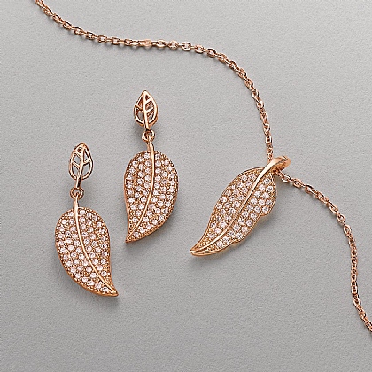 Lavish Leaves Pendant & Earring Set