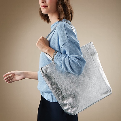 Practically Perfect Silver Leather Tote