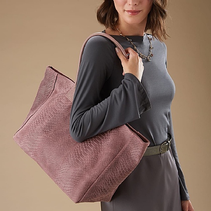 On the Scene Mauve Suede Tote Bag
