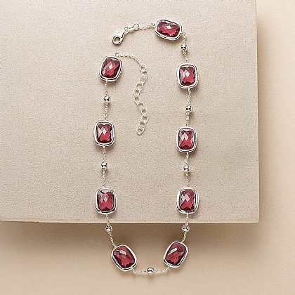 Framed in Fuchsia Silver Necklace