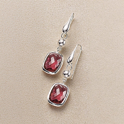 Framed in Fuchsia Silver Earrings