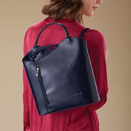 Now or Navy Leather Bag